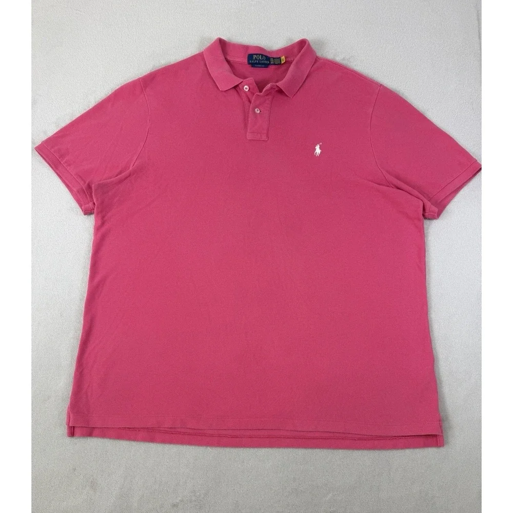 Polo Ralph Lauren Classic Fit Mesh Polo Shirt Hot Pink Men's XXL